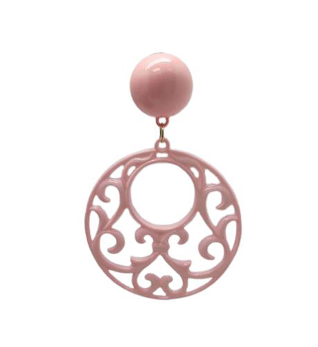 Flamenco Earrings in Openwork Plastic. Pink